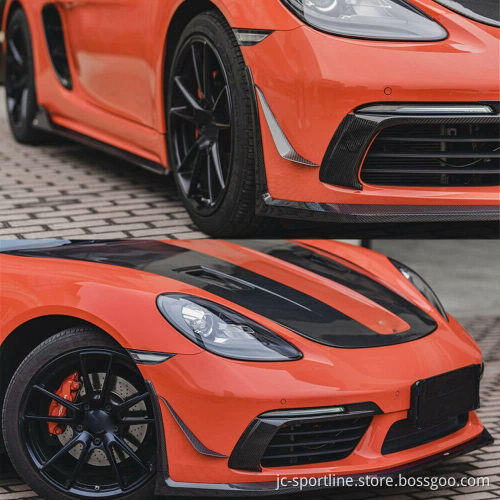 Carbon Fiber Front Bumper Air Intake for Porsche 718 Boxster/Cayman 2016-2019 Fog Light Trim